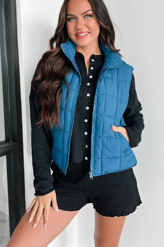 Until Next Time Padded Puffer Vest (Dark Seafoam) Soft Brushed Vest