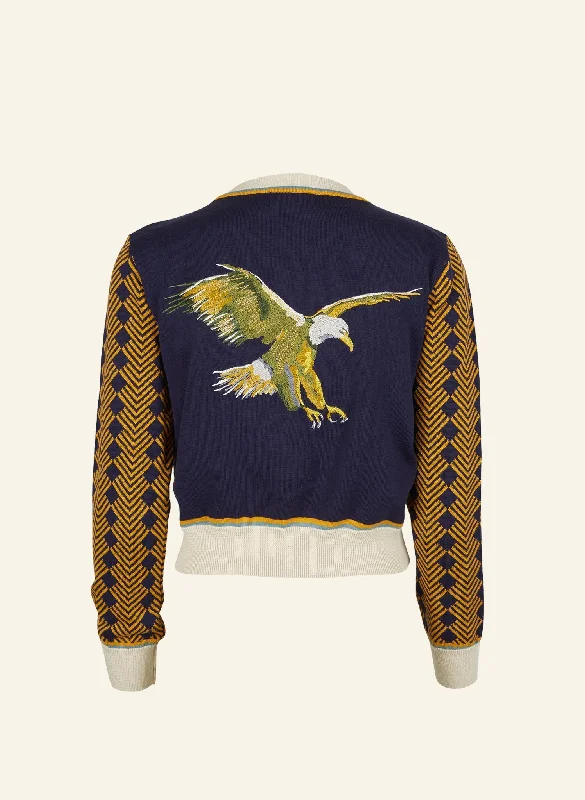 Vera Embroidered Cardigan - Navy Flying Eagle