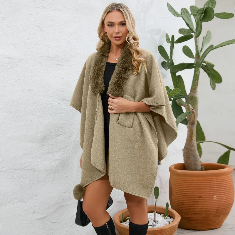 Winter Cozy Fur Trim Cape Shawl | Cape Poncho | Fur Collar Cardigan | Winter Wrap Cape Coat Lace Blend Ribbed Blend Corduroy Blend Winter Cozy Fur Trim Cape Shawl | Cape Poncho | Fur Collar Cardigan | Winter Wrap Cape Coat Lace Blend Ribbed Blend Corduroy Blend