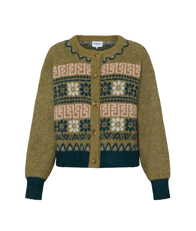 Megane Cardigan - Green Rayon Fabric Velvet Fabric Corduroy Fabric