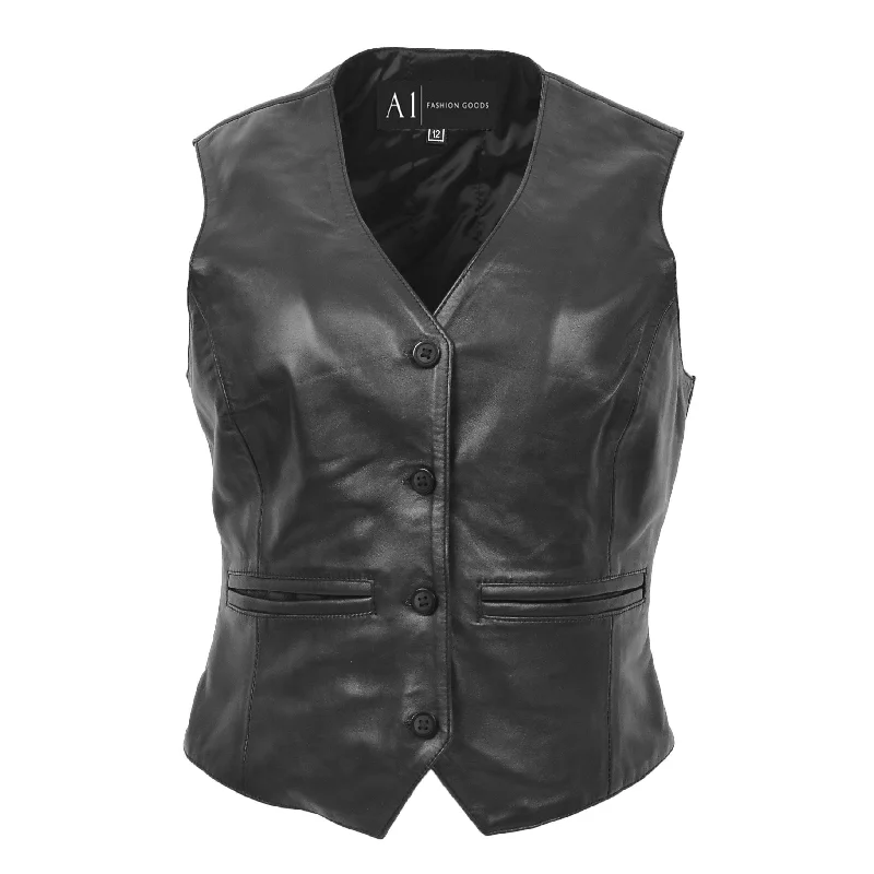 Womens Soft Leather Waistcoat Slim Fit Vest Classic Gilet Katy Black Elegant Woolen Waistcoat Jacket Womens Soft Leather Waistcoat Slim Fit Vest Classic Gilet Katy Black Elegant Woolen Waistcoat Jacket