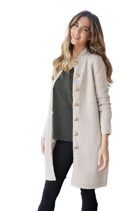 Ws Button Front Honeycomb Cardigan Camel Cable Knit Ribbed Knit Lace Knit