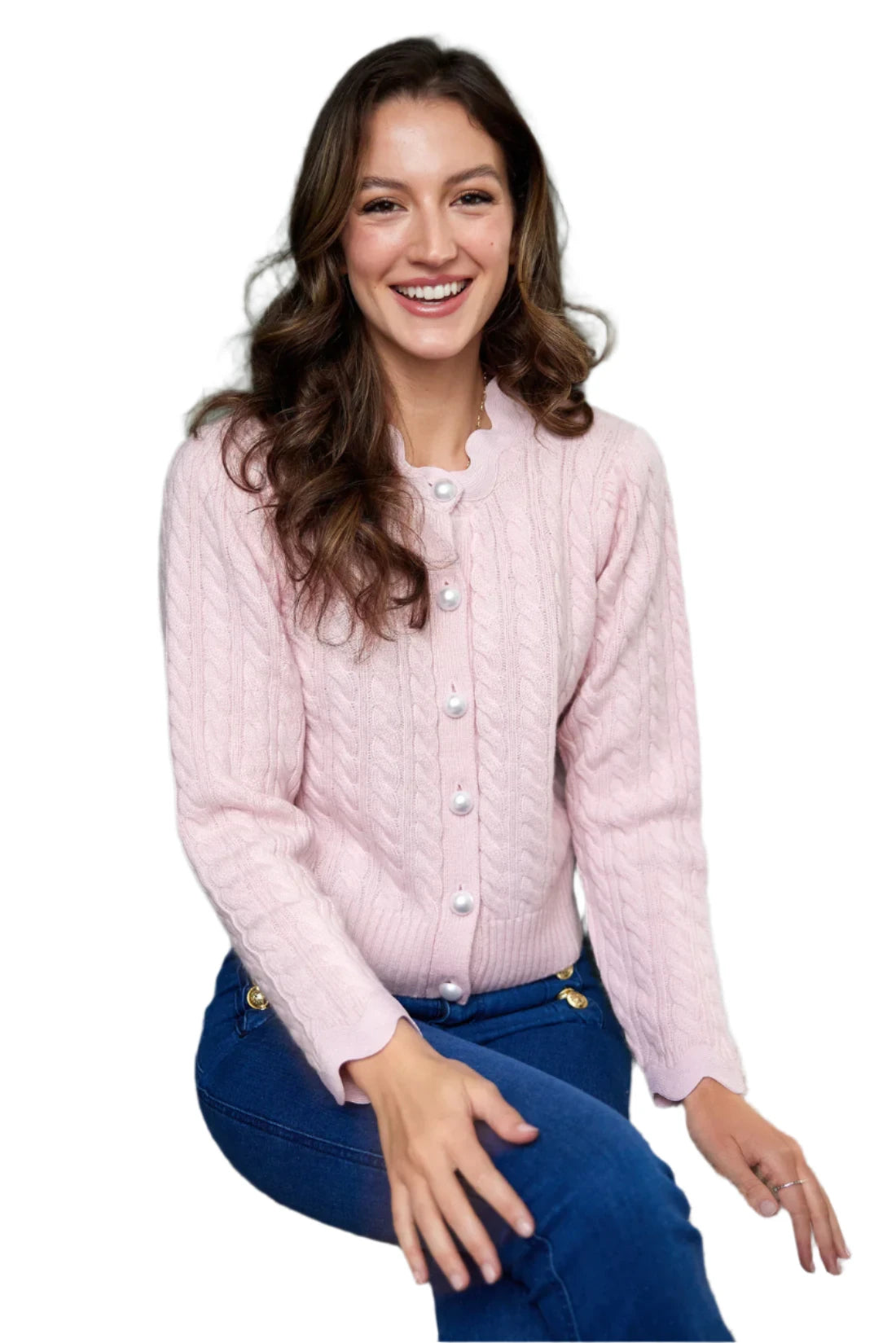 Ws Cardigan Ric-Rac Trim Blush Stylish Fashionable Trendy